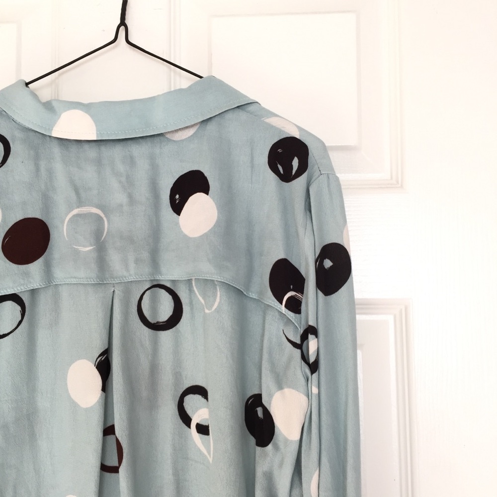 Zara Basic Big Polka-Dot Blue Button Down Blouse - image 6